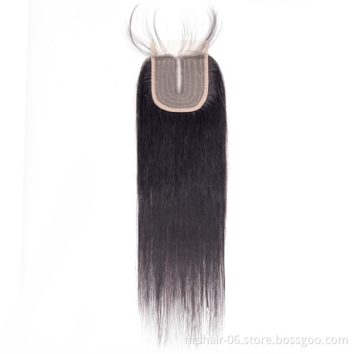 Cheap price middle part 4x4x1 T-part Swiss lace closure factory direct 4x4 machine made lace closure Indian human hair